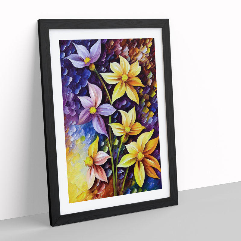 Bunch of Flowers No.5 - Wall Art, 48cm H x 36cm W, Black Framed, White