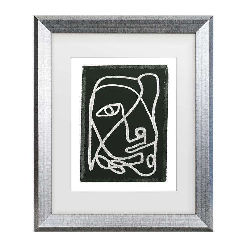 «Bachelor Sharyn Bursic», dessin abstrait encadré, H 14,5 po x l 17,5 po, Cadre argenté
