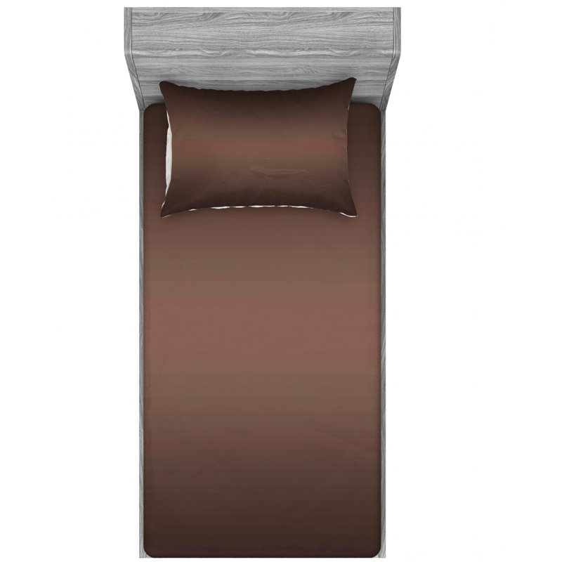 Twin Brown Ombre Microfiber Sheet and Pillowcase Set