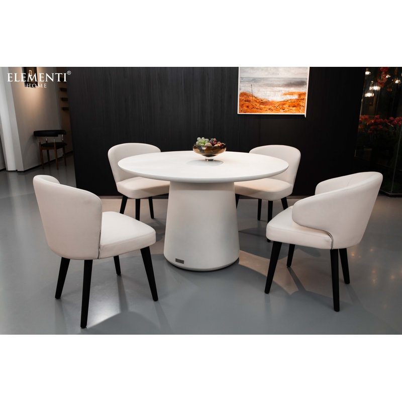 Table de salle à manger ronde en béton 60 "Elementi Home Rio, H 29,5 po x L 59,8 po x l 59,8 po, Blanc, crème