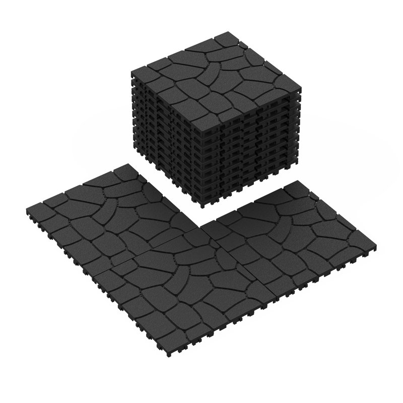 New Stone Texture 12" Patio Deck Tiles, DIY Module Interlocking Decking Tiles Floor Tile, Easy And Quick Installation Court Tiles For Porch Poolside Balcony Backyard 44Pcs