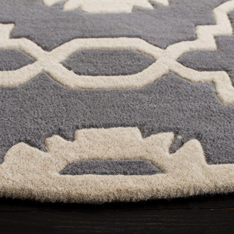 Carolene Hand Tufted Wool Geometric Rug, Round 7'
