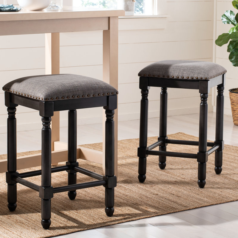 Tabouret de comptoir Hertzog, Gris, Lin