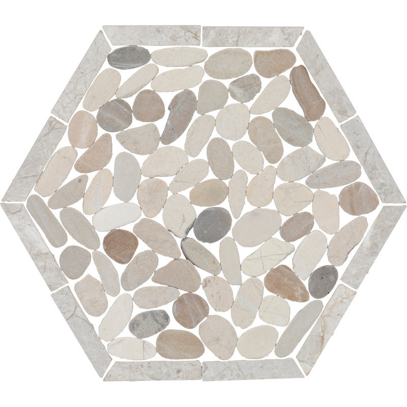 Daltile Pebble Oasis Natural Stone Framed Hexagon Pebble Mosaic 11" x 10" (11 PC per Carton) (10.88 SQFT per Carton)