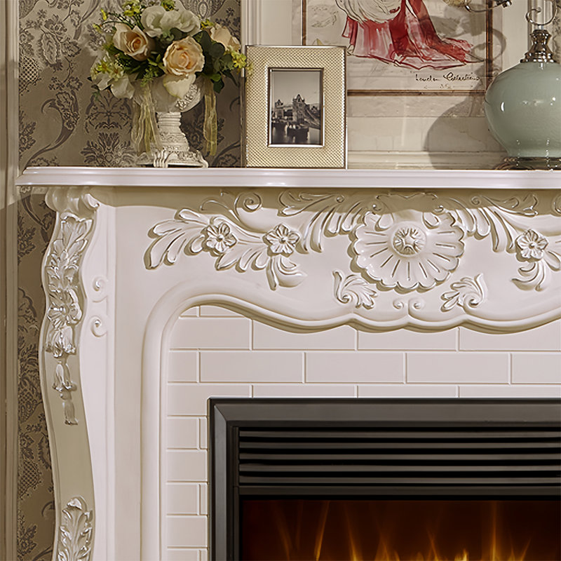 European fireplace solid wood decorative cabinet, White
