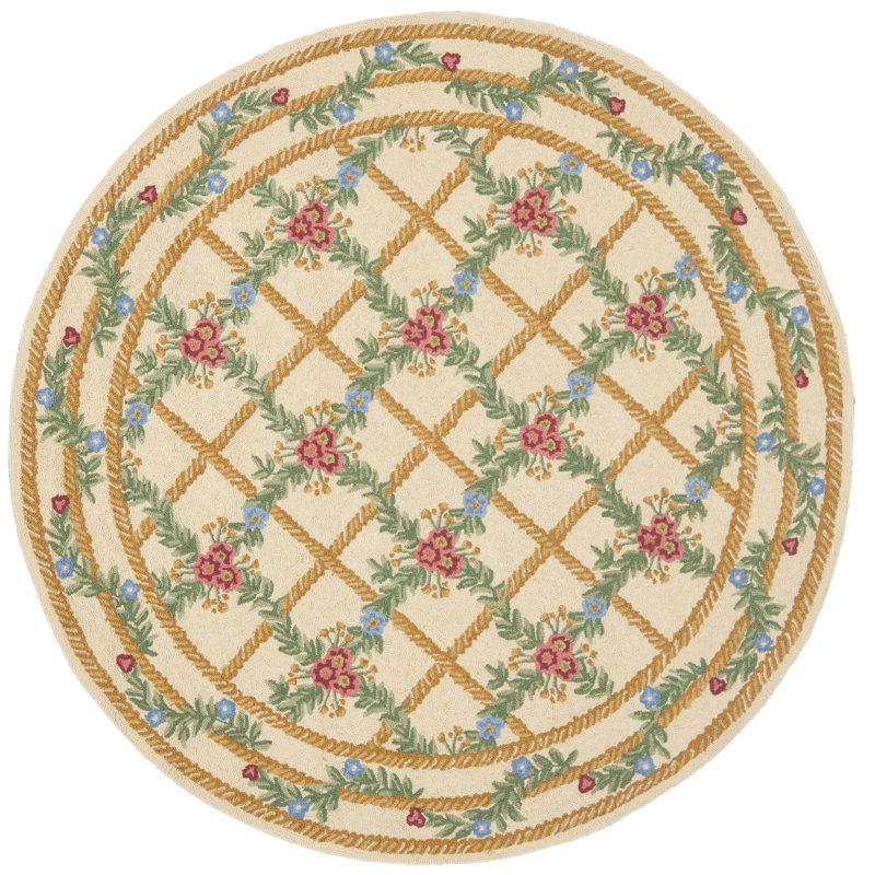 Tapis en laine crocheté à la main Kinchen, Rond 5 pi 6 po