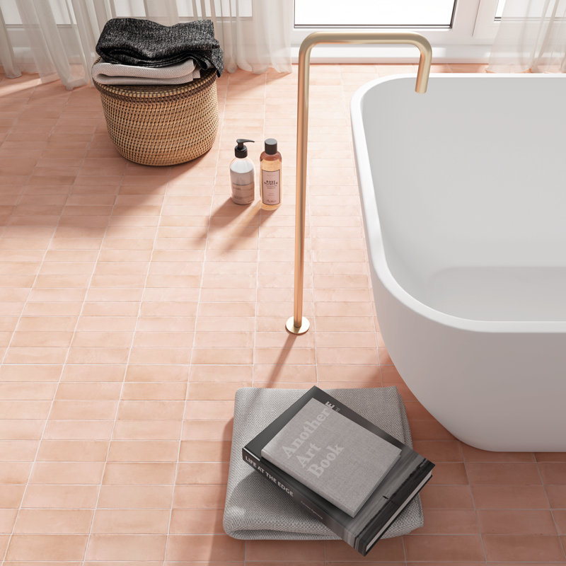 Carreau de mur et plancher en porcelaine aspect brique de porcelaine 2 po x 6 po Coco, Verger rose