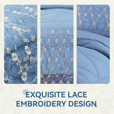 Ensemble de courtepointe 3 pièces en microfibre avec 2 taies décoratives