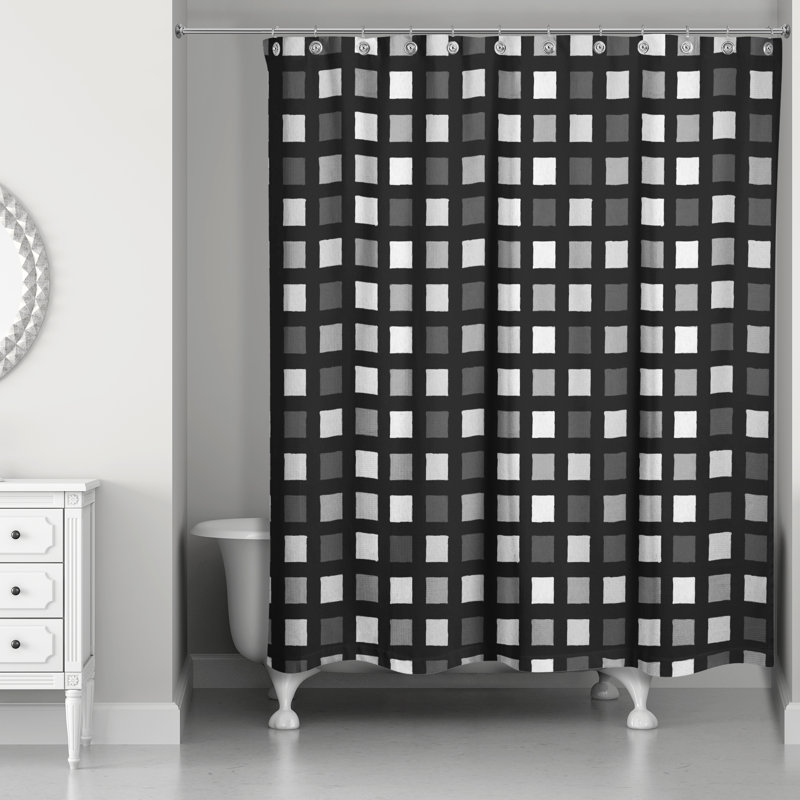 Rideau de douche à carreaux Roshan, Noir
