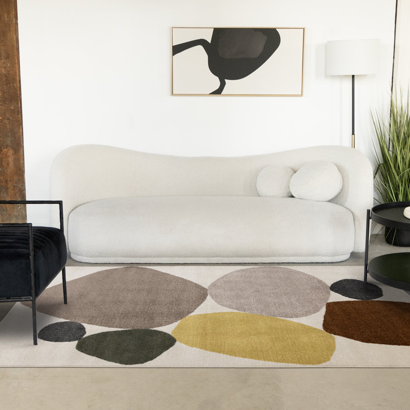 Mentko Machine Woven Abstract Area Rug, Rectangle 5'3" x 7'7"