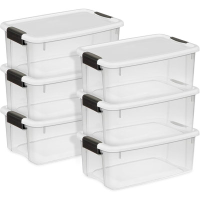 6-pack Ultra Latching Storage Boxes – 18 Quart Clear Plastic Bins With Secure Lids
