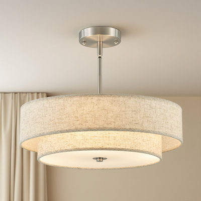Lustre semi-encastré en tissu 4 lumières Maskell