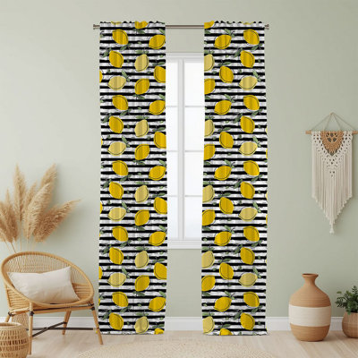 Semi Sheer Fruit Print Curtain Single Panel