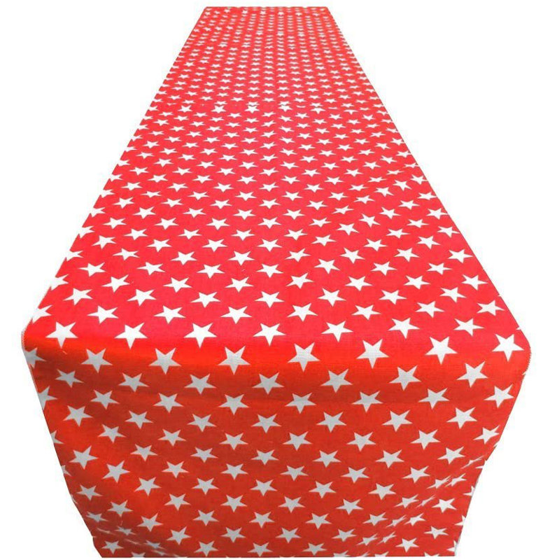 Stars Cotton Blend Independence Day Table Runner, 72" L x 12" W, Red