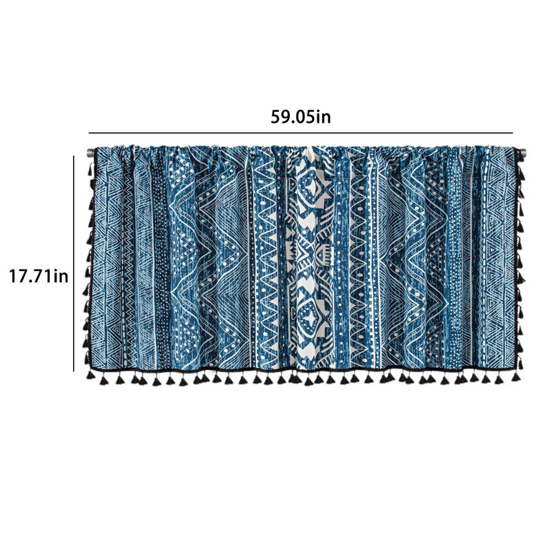 Panneaux de rideaux à cantonnière pour la cuisine - Panneaux de rideaux courts avec passe-tringle pour petite fenêtre, Blue