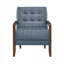 Fauteuil d'appoint pour salon en cuir riche capitonné à assise simple en noyer-1408642339