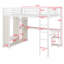Structure de lit mezzanine avec garde-robe intégrée, bureau et tablettes de rangement