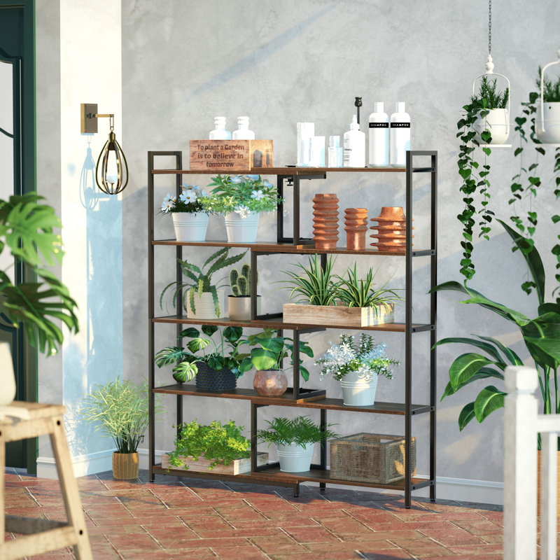 Ahnaya 147cm H x 80cm W Metal Etagere Bookcase