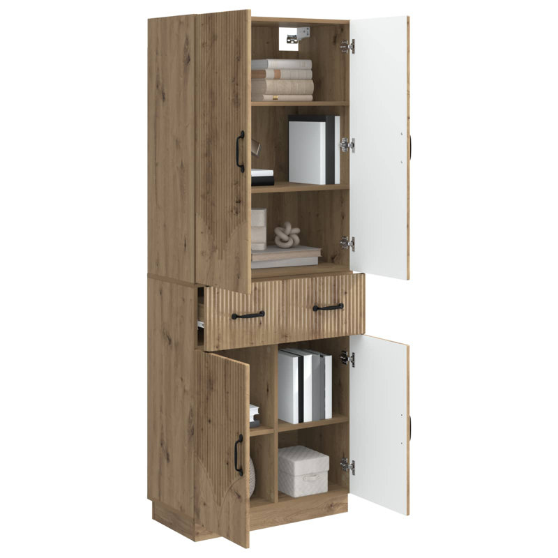 4 -Door 1 -Drawer 4 -Shelf Storage Cabinet, Artisan Oak