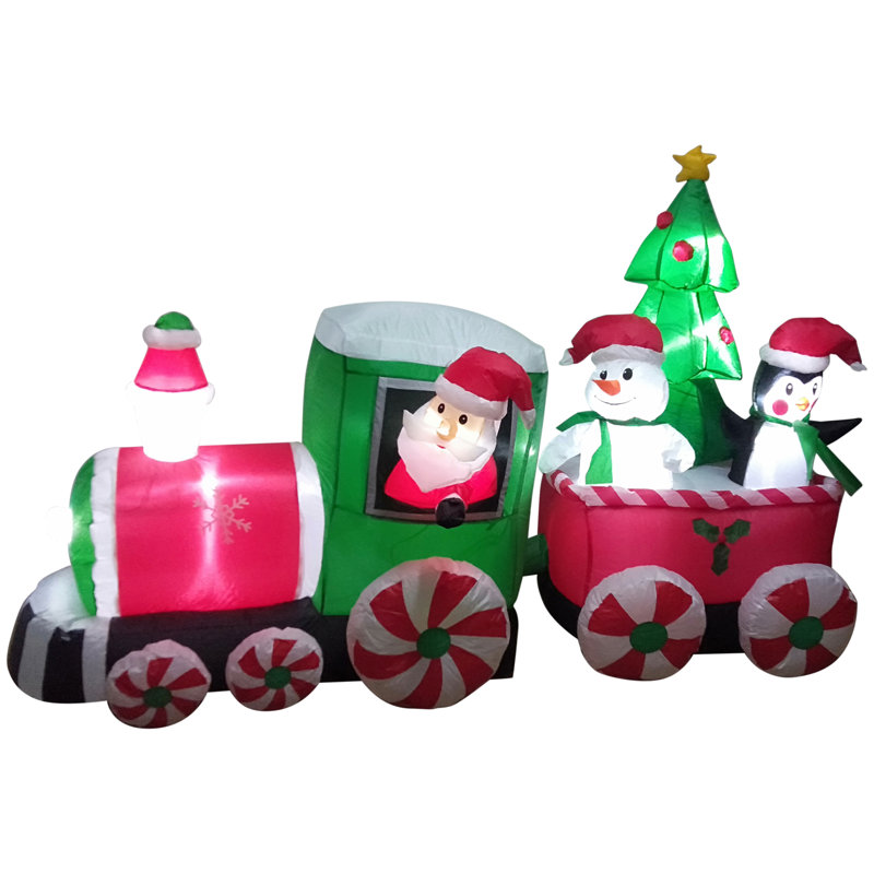 Décoration de Noël d'extérieur gonflable de 8 pi avec le Père Noël et ses amis