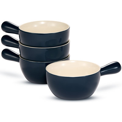 Cruche à soupe à l'oignon kook, 24 oz, bleu sarcelle ombré, ensemble de 4