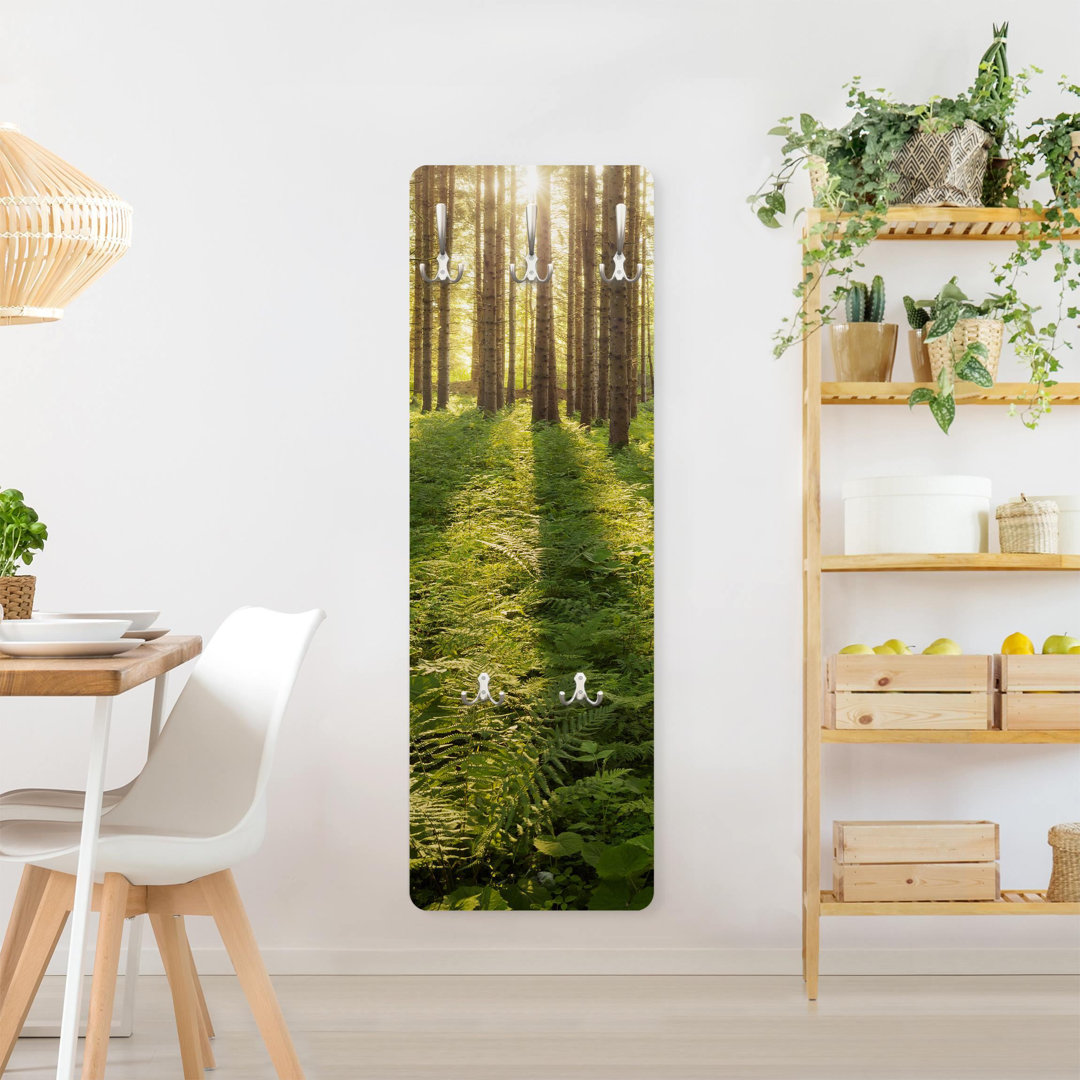 Bluxome 5 - Hook Wall Mounted Coat Rack in Green