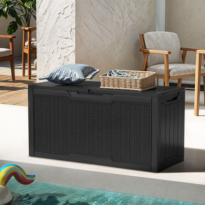 80 Gallon Outdoor Storage Cabinet with Rattan Pattern Lockable & Weather Resistant by Edrosie Inc