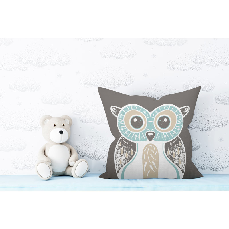 Coussin intérieur Addison Woodland Owl, L 17 po x H 17 po, Taupe