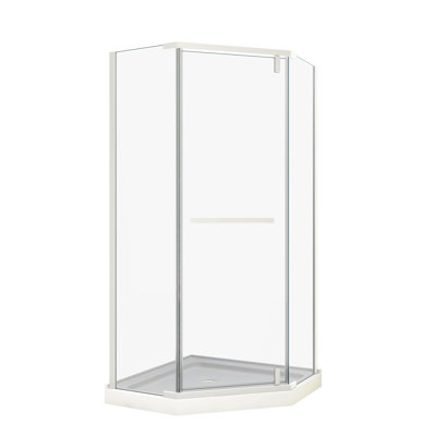 1/4" Tempered Glass Pivot Shower Enclosure - Matte White 34.75 In. X 72 -angle Easy To Install Smooth Mechanism Function Leakage Design