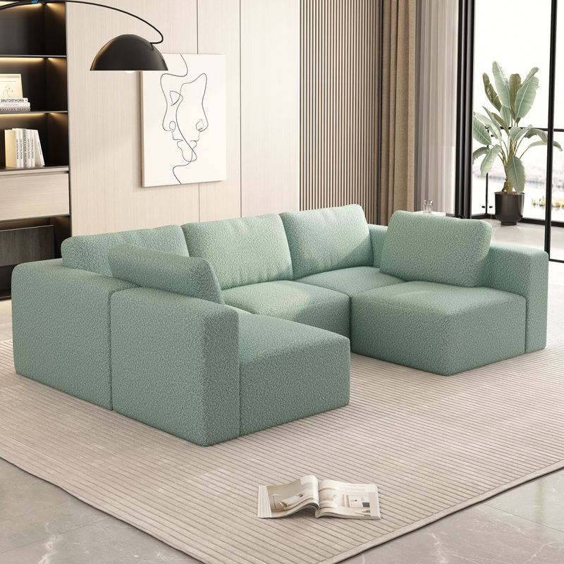 104,32 * 70,86 Canapé-lit modulaire modulaire, canapé modulaire avec méridienne et repose-pieds, ensemble modulaire convertible en forme de U. Spon comprimé, (Combo A + B + C + D)