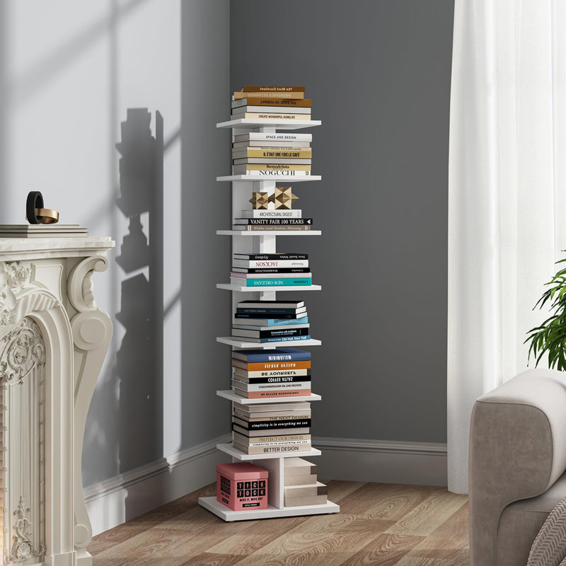 Bibliothèque verticale étroite à 8 niveaux, White