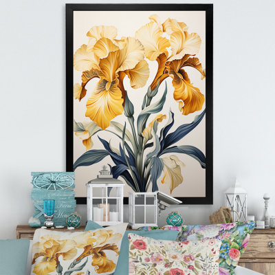 Illustration rétro d'iris dorés sur toile