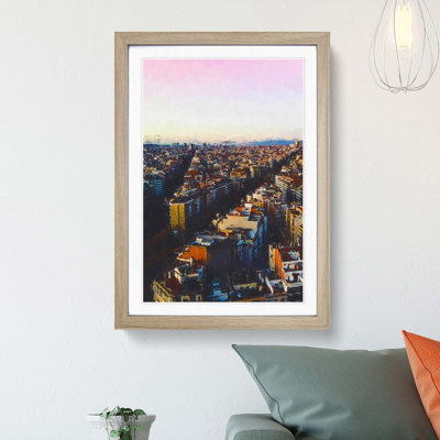 View of Barcelona in Spain in Abstract - Picture Frame Graphic Art Print