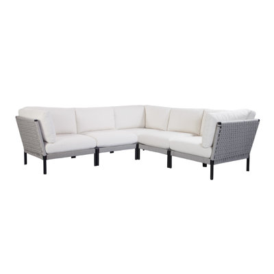 Canapé modulaire d'extérieur en forme de L de 112 po avec coussins Calabasas
