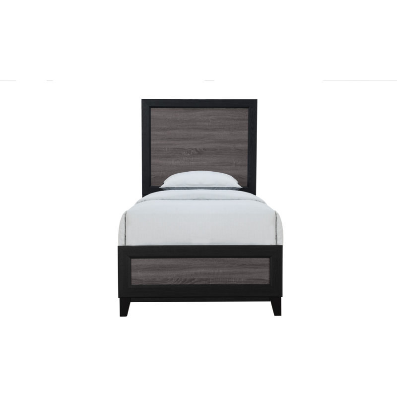 Structure de lit simple en bois noir et gris