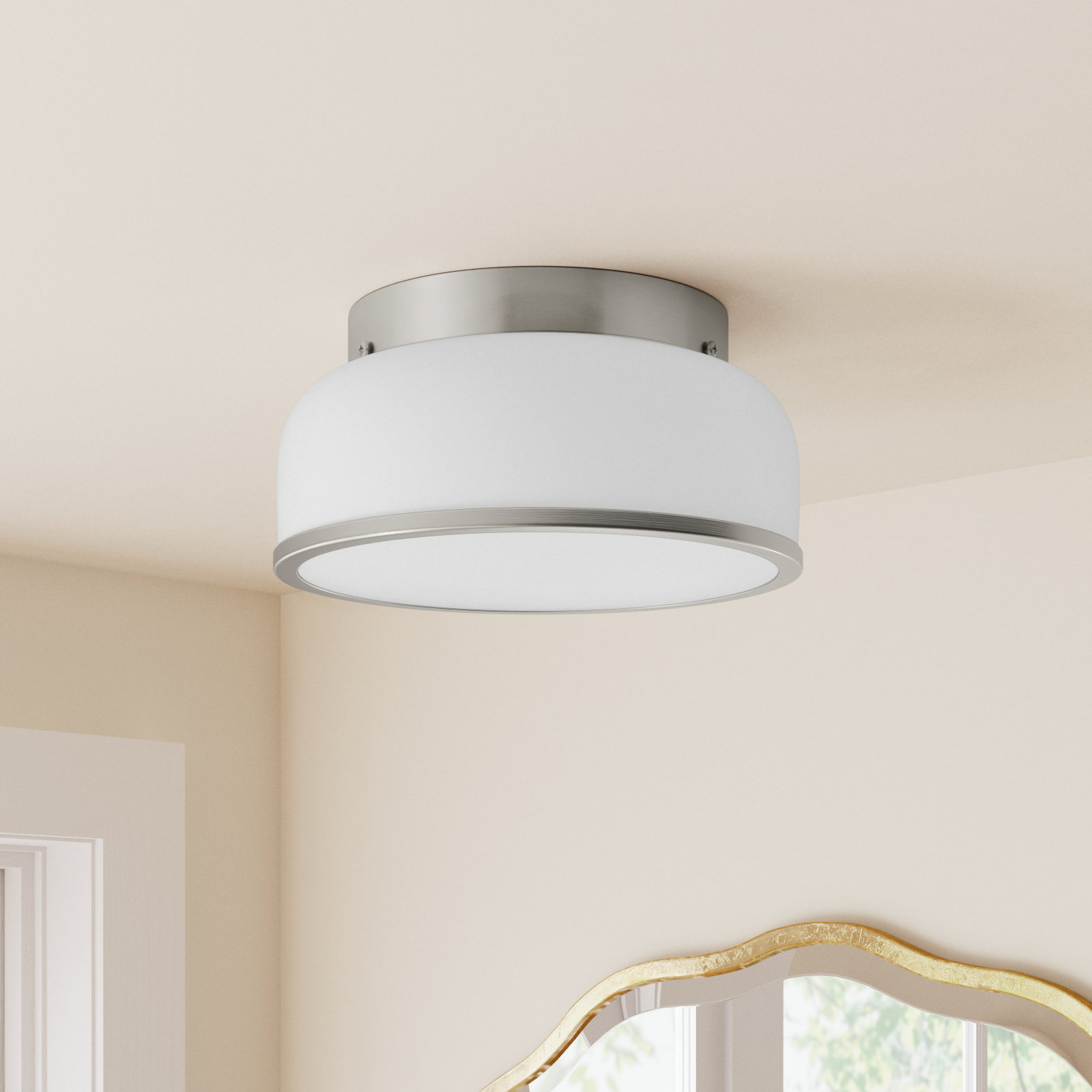 Asuna 2 Light Glass Flush Mount, Brushed Nickel