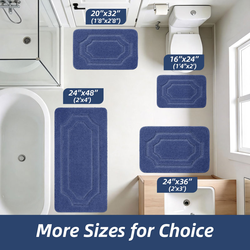 Tapis de salle de bain, tapis de bain absorbant très doux, envers en TPR à séchage rapide, tapis de bain lavables à la machine pour plancher de salle de bain, baignoire et douche, accessoires de décoration intérieure