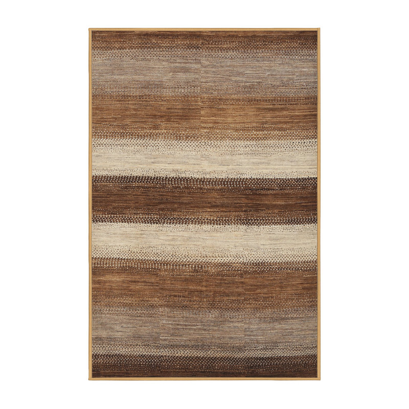 Tapis contemporain gris / crème, Rectangle 5 pi x 7 pi