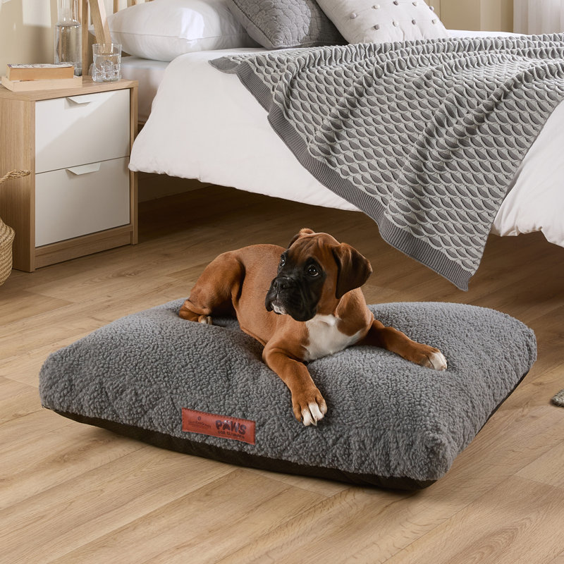 Slumberdown Paws for Slumber Machine Washable Cushioned Sherpa Pet Bed, Medium (26-40 lbs), Grey
