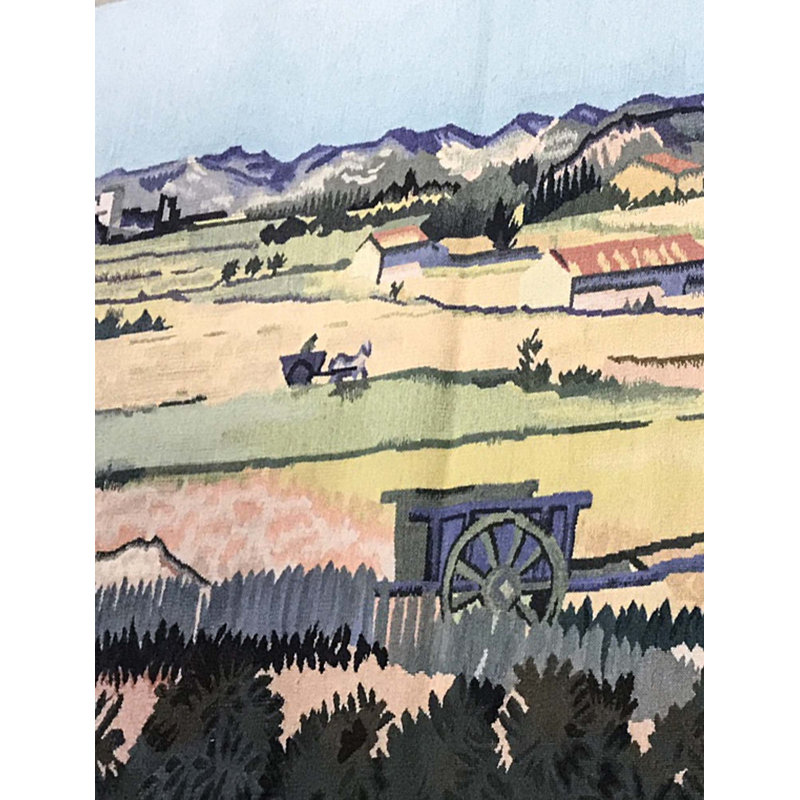 Hand-Knotted High-Quality Blue and Yellow Area Rug