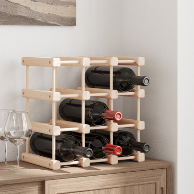 Brileigh 12 - Bottle Solid Wood Wine Bottle Rack in Brown