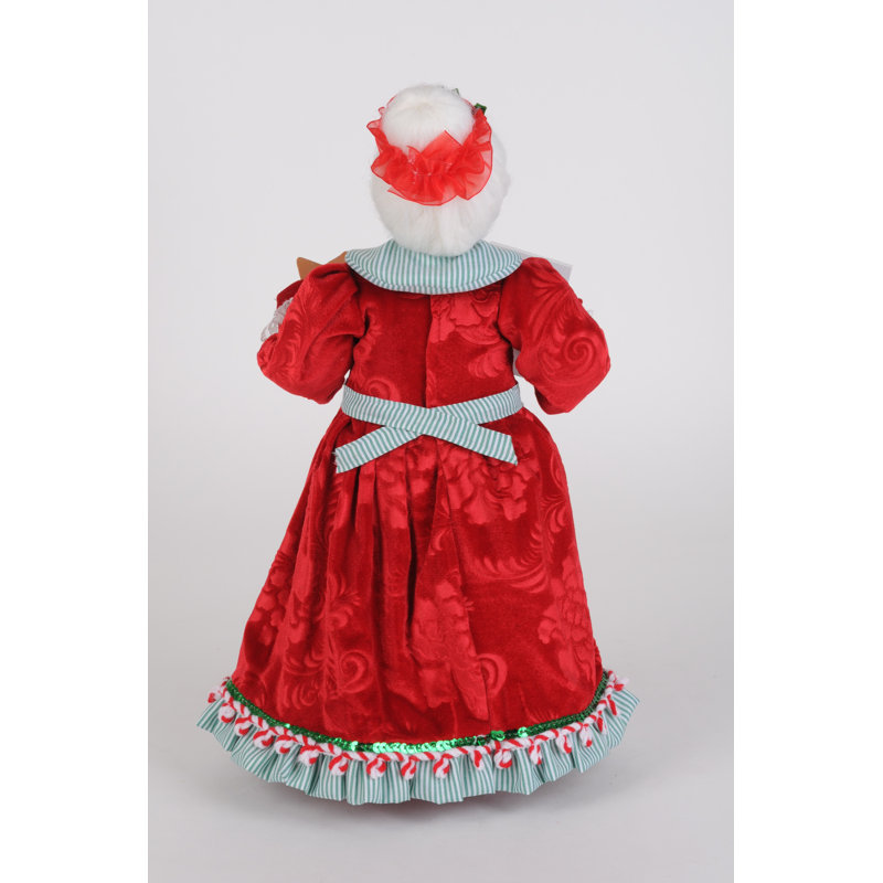 Handcrafted Mrs. Kitchen Claus Red Velvet Figurine