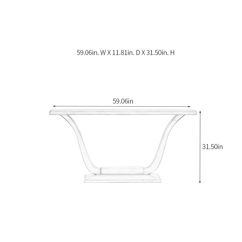 Retro Minimalist Solid Wood Console Table, 31.5" H x 59.06" W x 11.81" D
