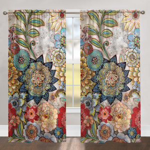 Donzell Haskell Boho Bouquet Rod Pocket Floral Room Darkening Single Curtain Panel