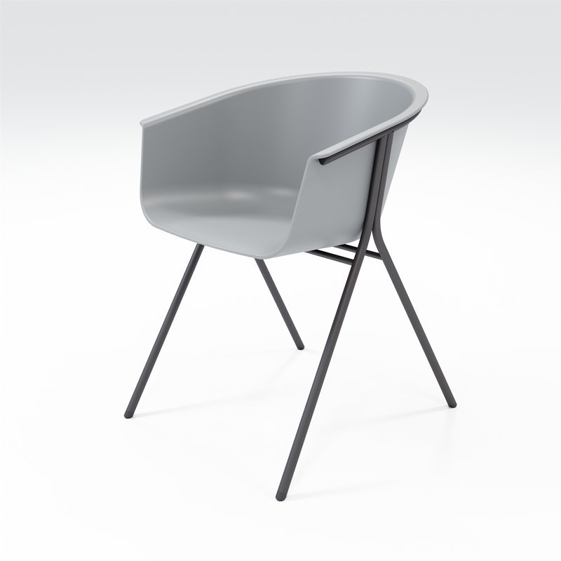 Chaise avec accoudoirs Tee, Gris froid / café noir