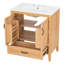Meuble-lavabo de salle de bain de 76 cm (30 po) en bois naturel avec lavabo, portes à fermeture amortie et tiroir inférieur