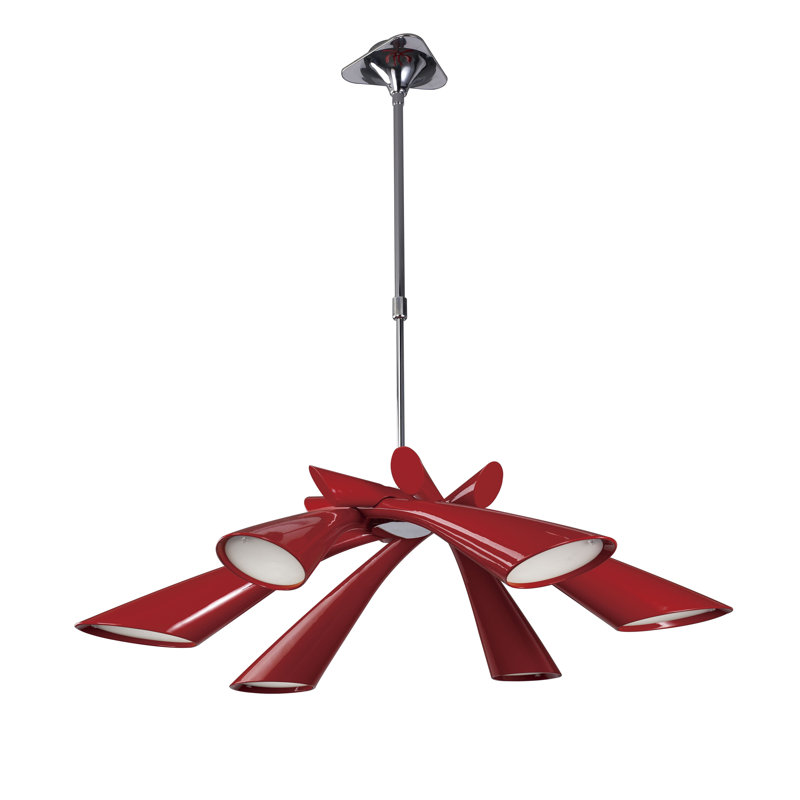 Garonzik 6 - Light Chandelier, Red