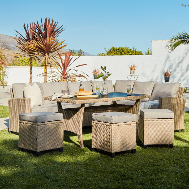 Bernardina 9 - Person Rattan with Cushions, Beige