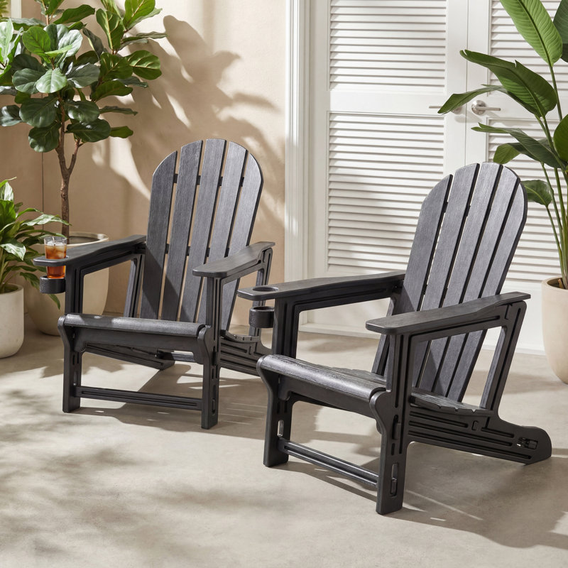 HDPE Folding Adirondack Chair with Cup Holder