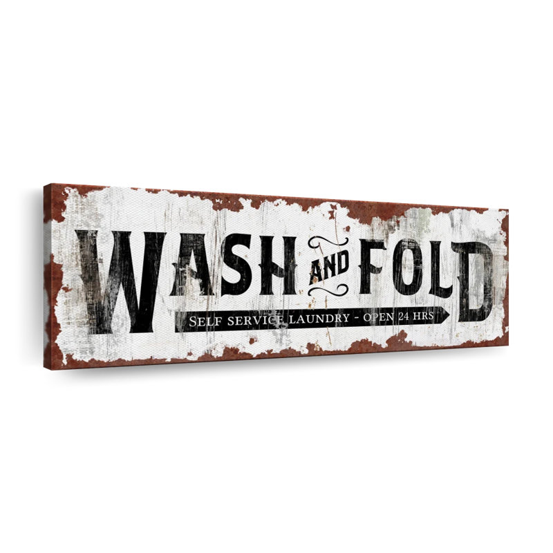 «Wash And Fold Old Sign», reproduction sur toile, H 12 po x l 36 po x P 1,25 po
